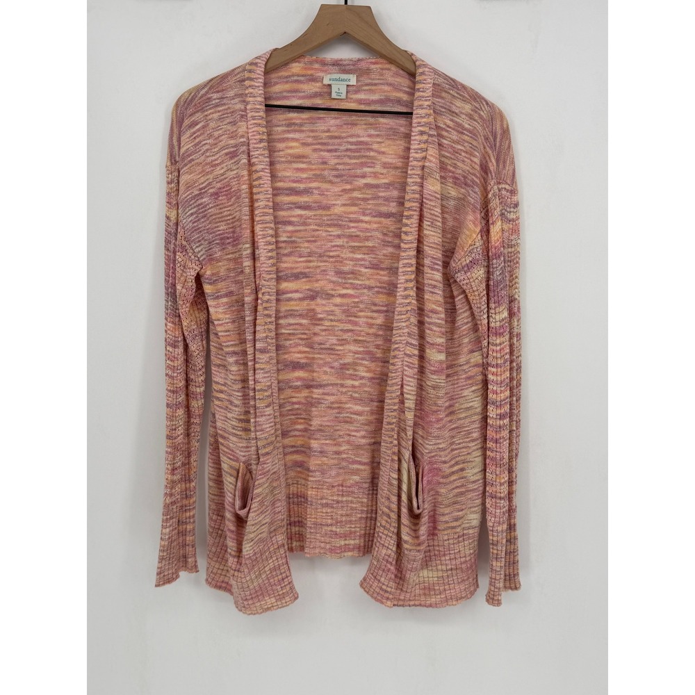 Sundance Cardigan Sweater Womens Small Pink Space Dye Open Front Knit Boho